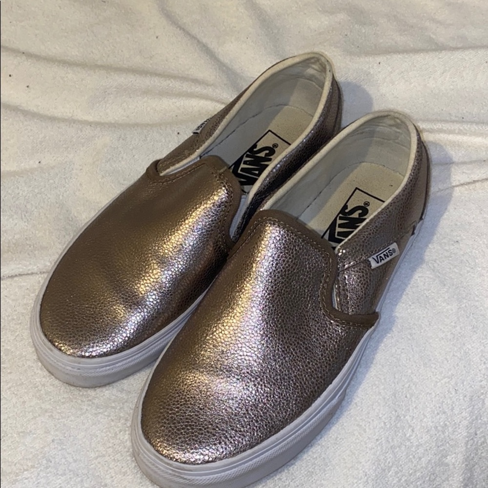 Low top slip on gold/beige vans